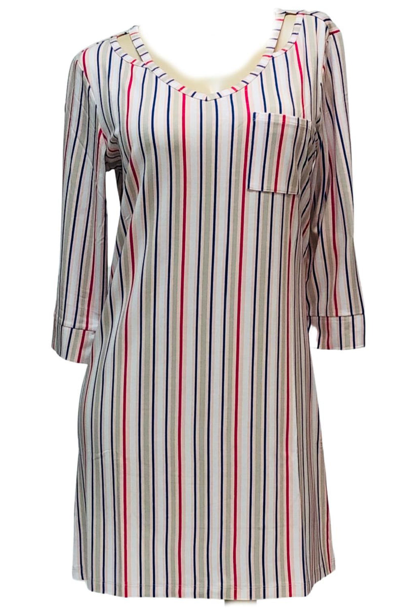 Cool Girl Dusk to Dawn 3/4 Sleeves Sleepshirt, Candy Stripes (C518202)