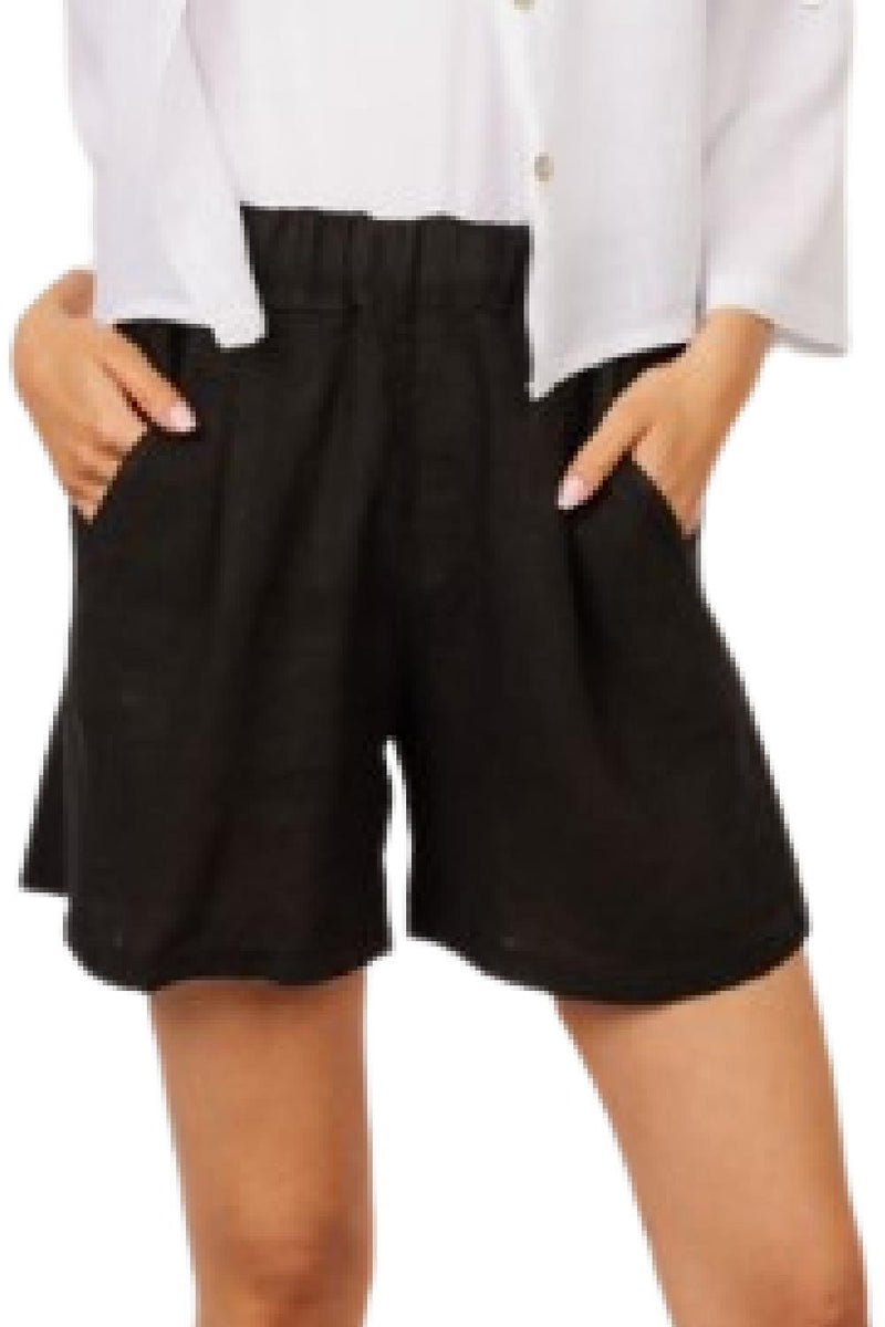 Pistache Linen Shorts M1468-1 Black