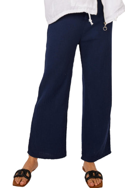 Pistache Waffled Cotton Pant, Dark Denim (D22503)