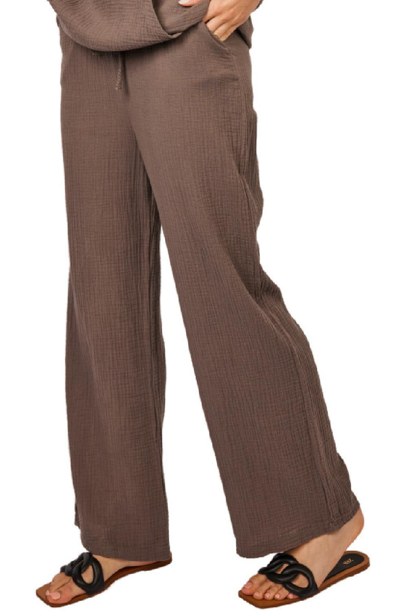 Pistache Waffled Cotton Pant, Taupe (D22503)