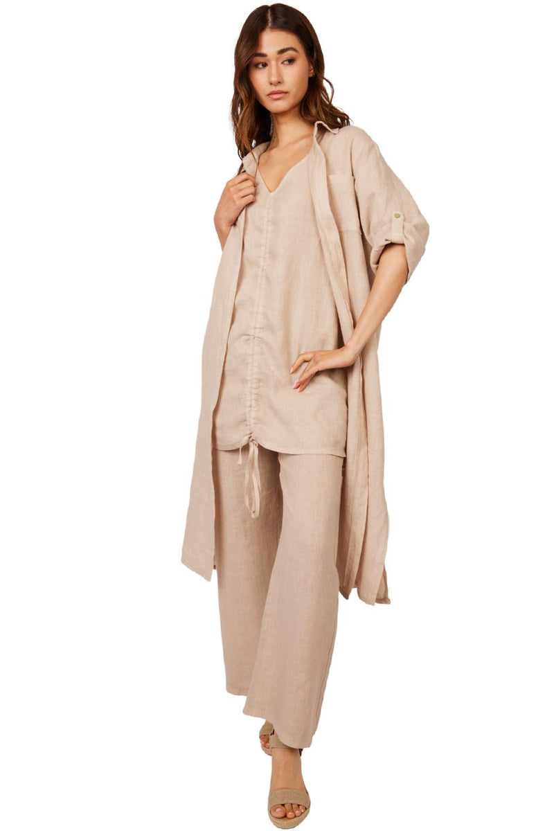 Pistache Maxi Linen Blouse Dress N2898 Flax