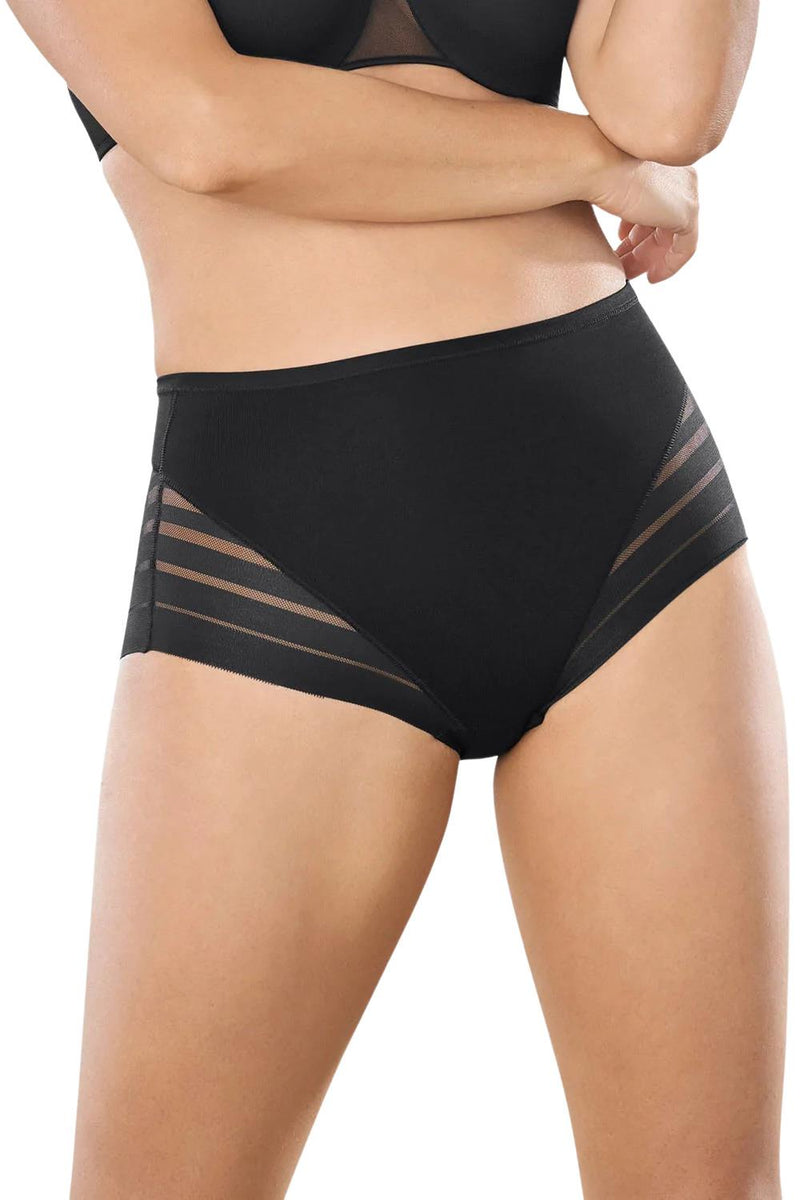 Leonisa Lace Stripe Undetectable Classic Shaper Panty, Black (012903)