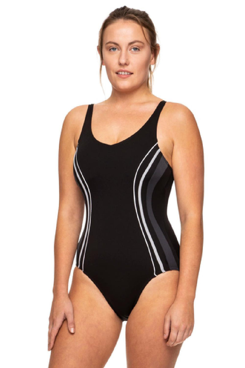 Finz Princess Splice Chlorine Resistant Swimsuit, Black FZW1427C