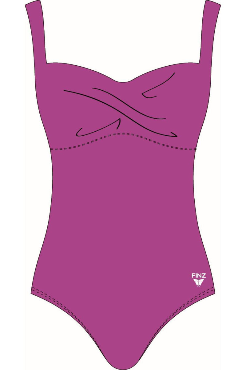 Finz Chlorine Resistant Twist Front Swimsuit, Purple FZW9401