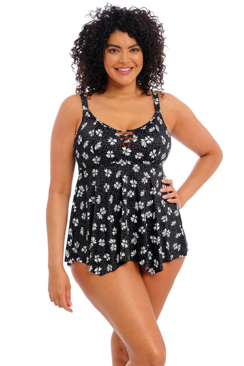 Elomi Plain Sailing Non Wired Moulded Tankini Top, Black Daisy (ES7271)