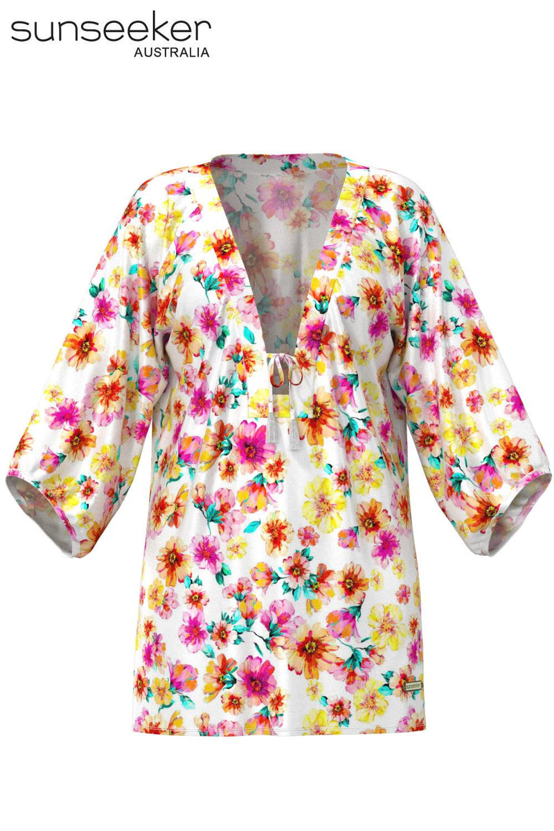 Sunseeker Vibrant Vacation Kaftan, White (3230024)