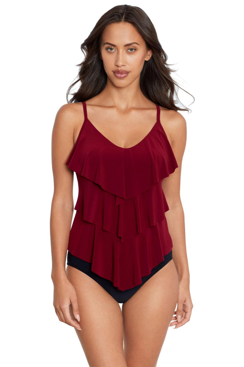 Magicsuit Solid Rita Tankini Top, Merlot (6006044)