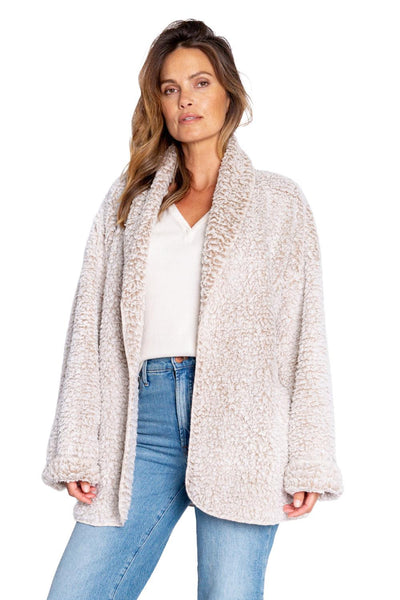 PJ Salvage Cozy Shearling Cardigan RECOCA-OATMEAL