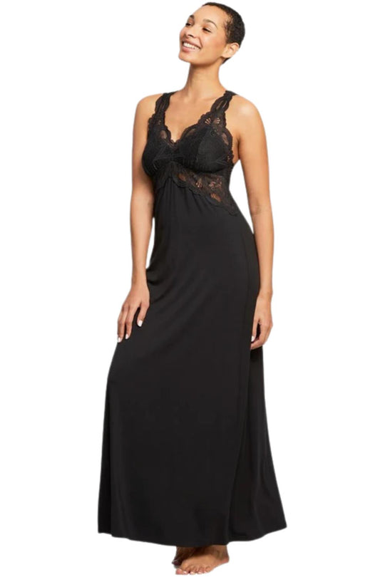 Fleur't Belle Epoque Lace T-Back Gown, Black (633)