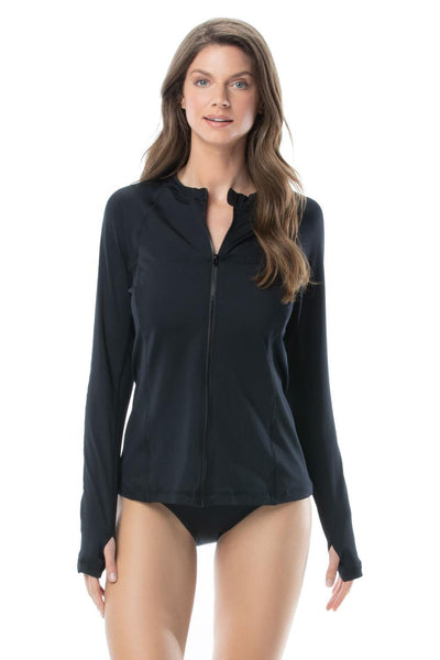 Gabar Long Sleeve Plus Swim Shirt, Black (G6C502P)
