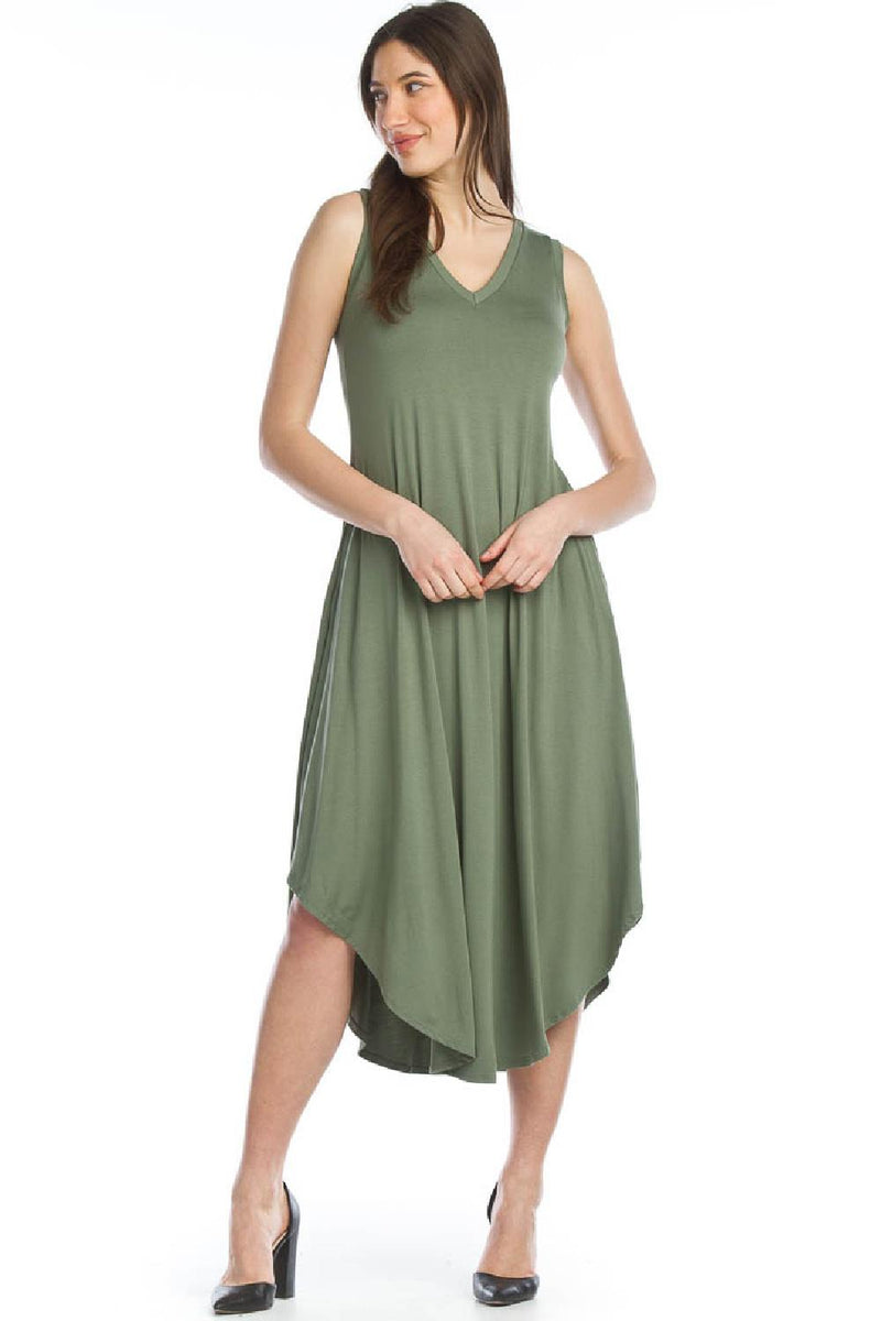 Papillon Soft Stretchy Maxi Dress with Pockets PD-12656 Olive