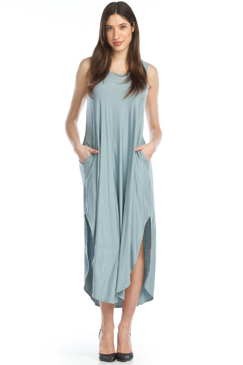 Papillon Soft Stretch Maxi Dress with Crossback & Pockets, Lagoon (PD-12663)