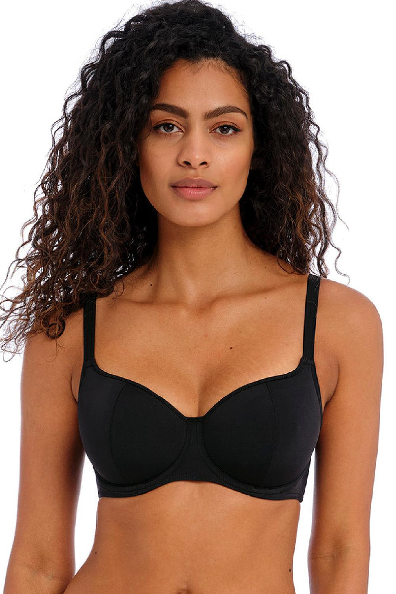 Freya Jewel Cove Sweetheart Swim Bikini, Plain Black (AS7231)