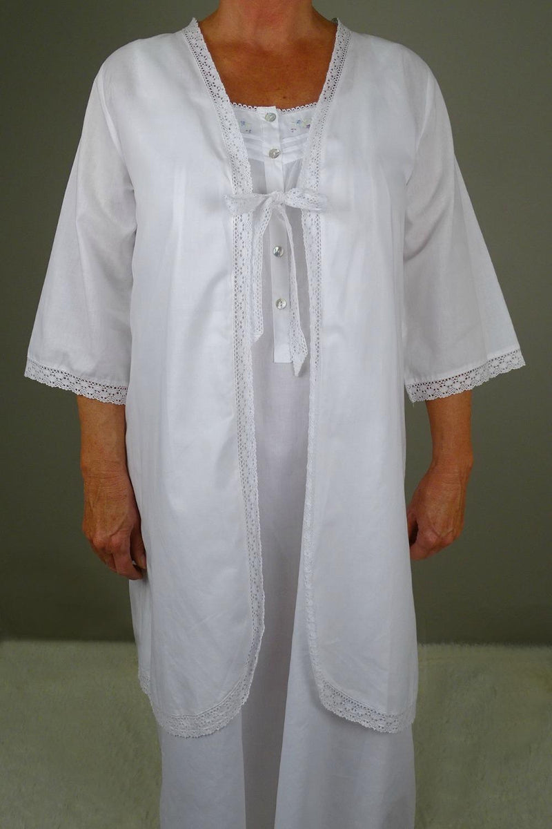 Victoriana Organic Cotton Short 3/4 Sleeve Housecoat 084