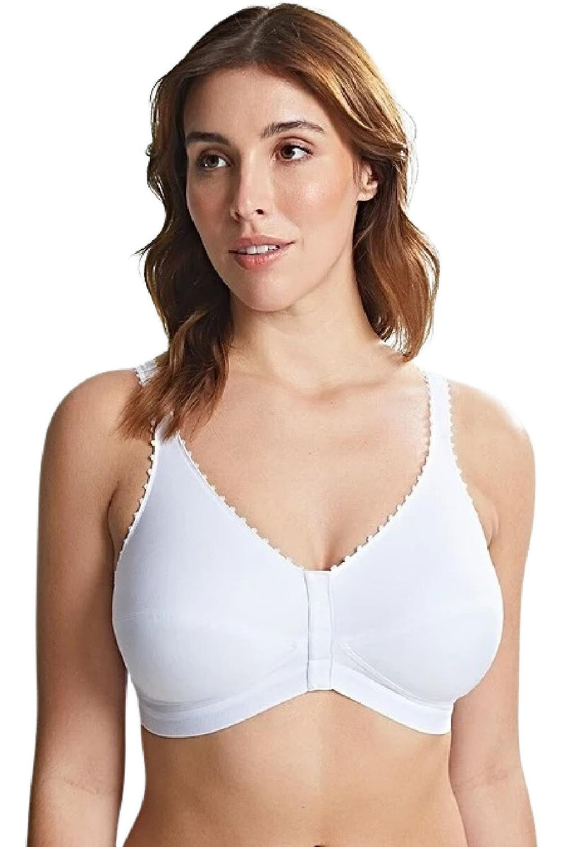 White Front Closure Cotton Comfort Bra B C D Dd Cup 40 at