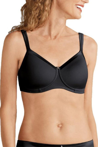 Amoena Lara Satin Padded Wireless Bra, Black (44212)