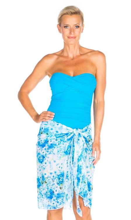 TOGS Summer Rose Mesh Wrap Skirt, Blue Floral (1878689)