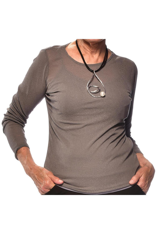 Rapz Long Sleeve Cover-up Top, Pewter (4730)