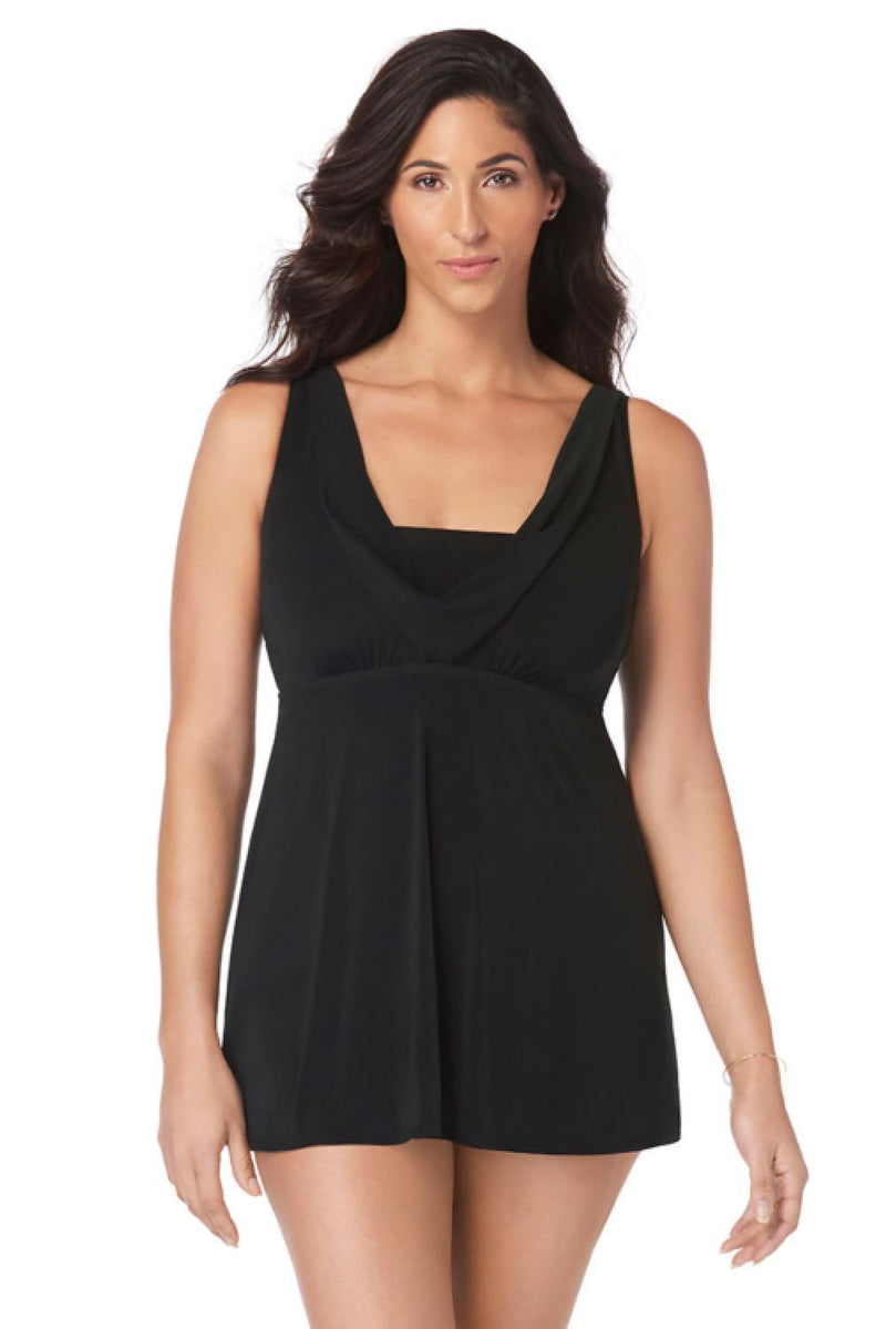 Solid Cowl Neck Swim dress L190437